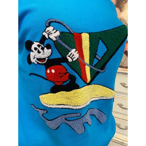 vintage 1980s mickey mouse sweatshirt crewel embroidered cap sleeve 80s fashion - Picture 2 of 6